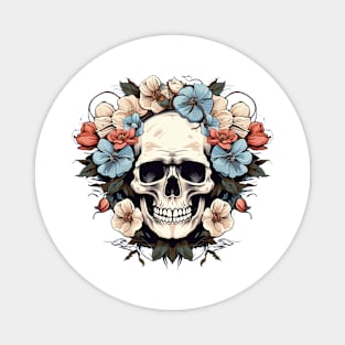 skull and flowers Magnet